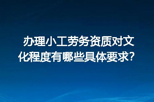办理小工劳务资质对文化程度有哪些具体要求？
