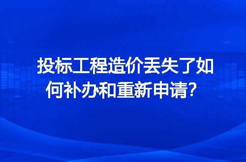 投标工程造价丢失了如何补办和重新申请？