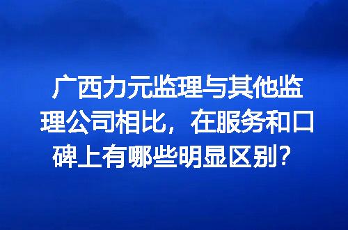 广西力元监理与其他监理公司相比，在服务和口碑上有哪些明显区别？