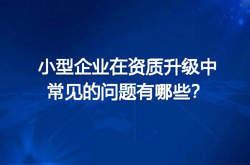 小型企业在资质升级中常见的问题有哪些？