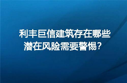 利丰巨信建筑存在哪些潜在风险需要警惕？