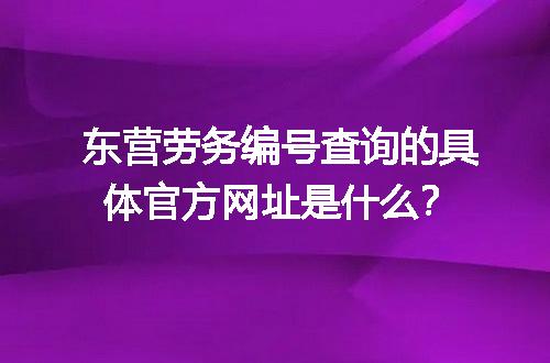 东营劳务编号查询的具体官方网址是什么？