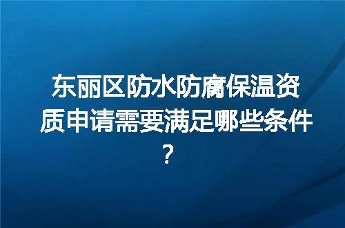 东丽区防水防腐保温资质申请需要满足哪些条件？