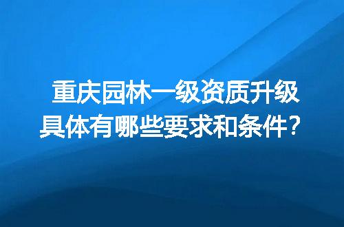 重庆园林一级资质升级具体有哪些要求和条件？