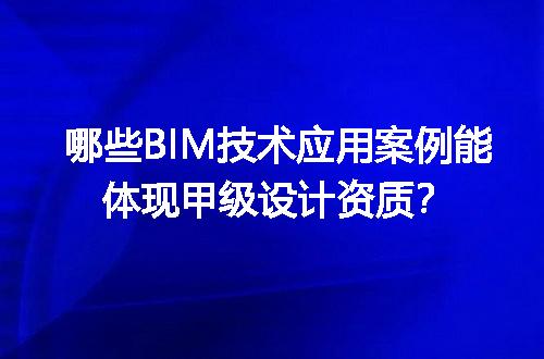 哪些BIM技术应用案例能体现甲级设计资质？