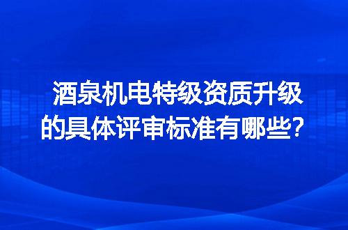 酒泉机电特级资质升级的具体评审标准有哪些？
