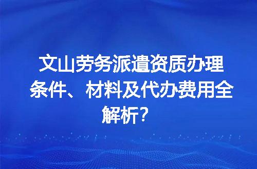 文山劳务派遣资质办理条件、材料及代办费用全解析？