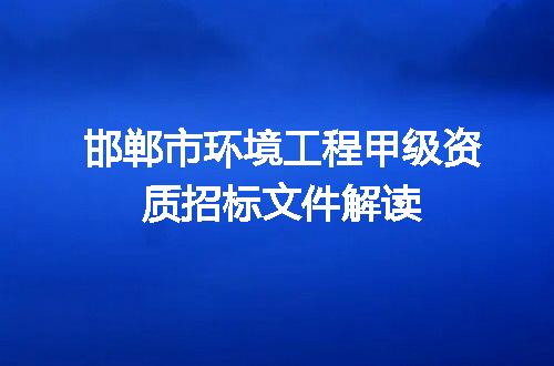 邯郸市环境工程甲级资质招标文件解读