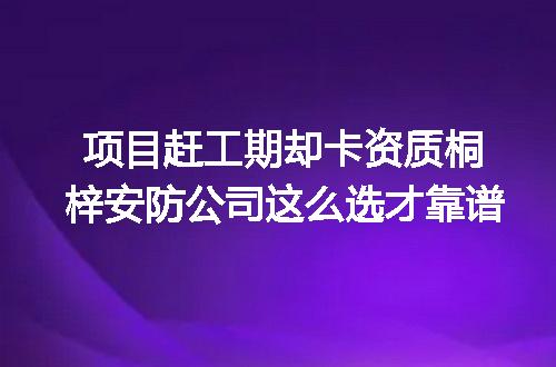 项目赶工期却卡资质桐梓安防公司这么选才靠谱