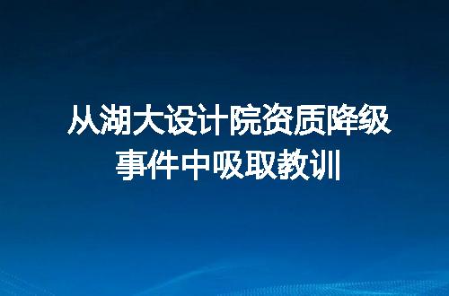 从湖大设计院资质降级事件中吸取教训