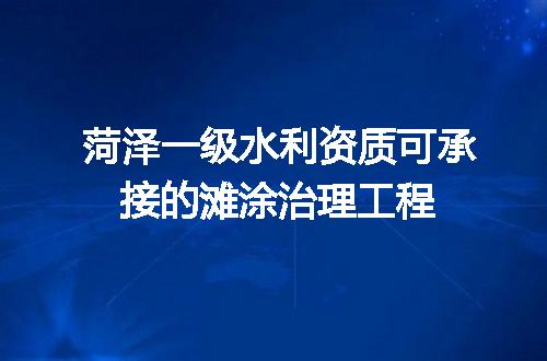 菏泽一级水利资质可承接的滩涂治理工程