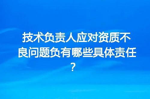技术负责人应对资质不良问题负有哪些具体责任？