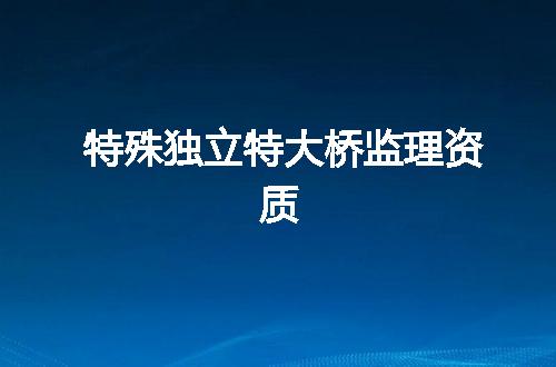 特殊独立特大桥监理资质