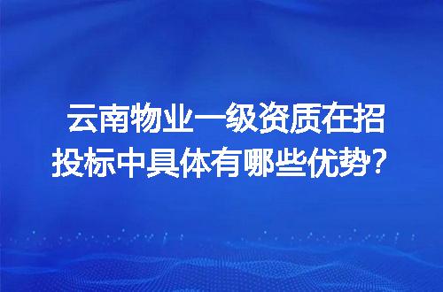 云南物业一级资质在招投标中具体有哪些优势？
