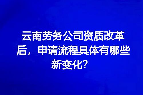 云南劳务公司资质改革后，申请流程具体有哪些新变化？
