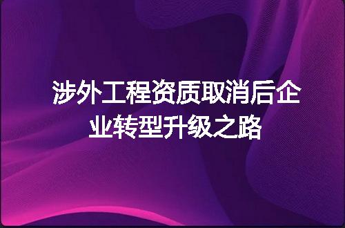 涉外工程资质取消后企业转型升级之路
