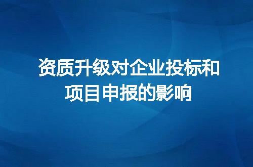 资质升级对企业投标和项目申报的影响