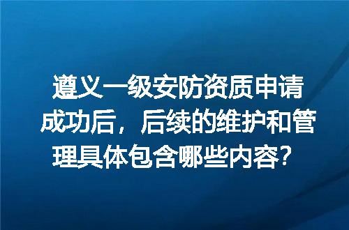 遵义一级安防资质申请成功后，后续的维护和管理具体包含哪些内容？