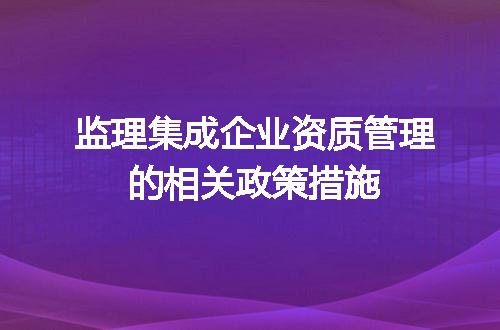 监理集成企业资质管理的相关政策措施