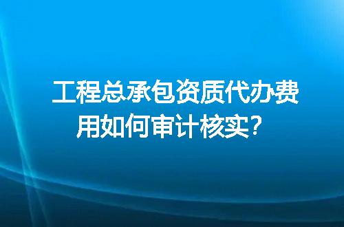 工程总承包资质代办费用如何审计核实？