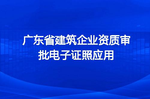 广东省建筑企业资质审批电子证照应用