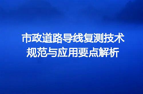 市政道路导线复测技术规范与应用要点解析