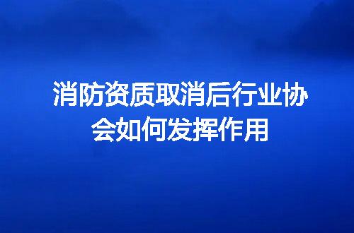 消防资质取消后行业协会如何发挥作用