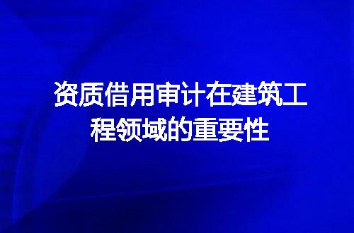 资质借用审计在建筑工程领域的重要性