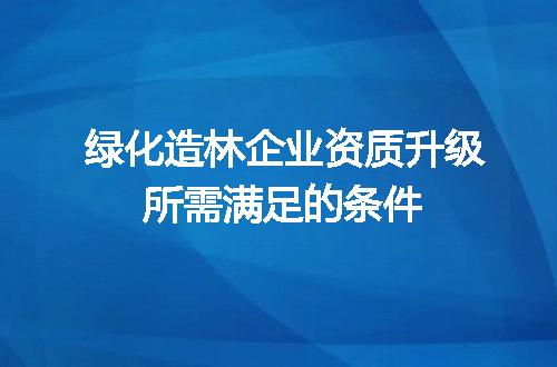 绿化造林企业资质升级所需满足的条件