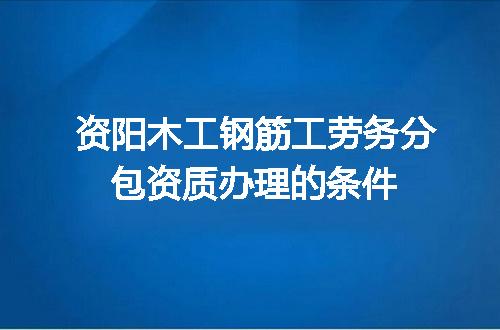 资阳木工钢筋工劳务分包资质办理的条件