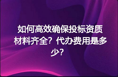 如何高效确保投标资质材料齐全？代办费用是多少？