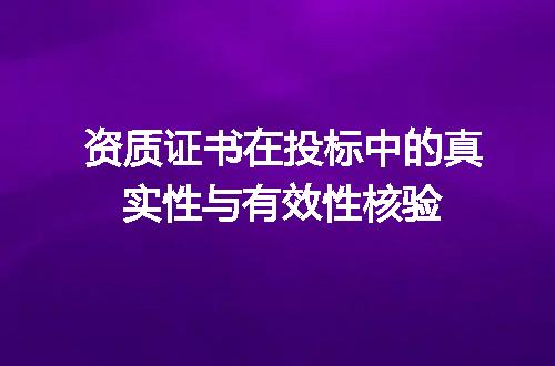 资质证书在投标中的真实性与有效性核验