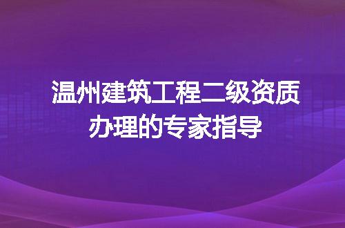温州建筑工程二级资质办理的专家指导