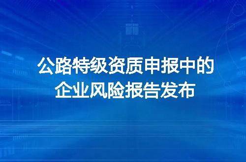 公路特级资质申报中的企业风险报告发布