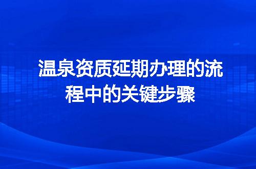 温泉资质延期办理的流程中的关键步骤