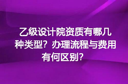 乙级设计院资质有哪几种类型？办理流程与费用有何区别？
