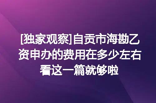 [独家观察]自贡市海勘乙资申办的费用在多少左右看这一篇就够啦