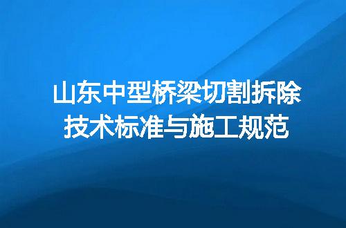 山东中型桥梁切割拆除技术标准与施工规范