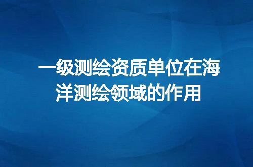 一级测绘资质单位在海洋测绘领域的作用