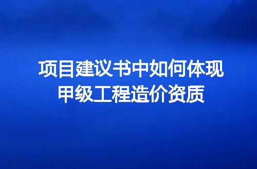 项目建议书中如何体现甲级工程造价资质